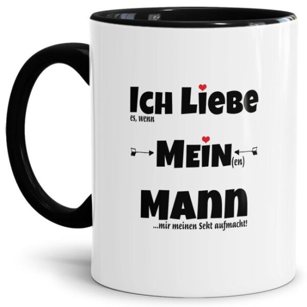 Manchmal brauchen die Männer von ihren Frauen einen Wink mit dem Zaunpfahl - unser Kaffee-Pott mit rotem Akzent und witzigem Spruch - Ich liebe...