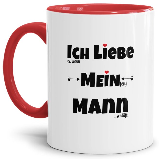 Manchmal brauchen die Männer von ihren Frauen einen Wink mit dem Zaunpfahl - unser Kaffee-Pott mit schwarzem Akzent und witzigem Spruch - Ich liebe...