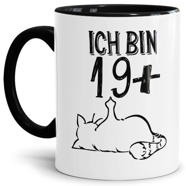 Lustig bedruckter Kaffeebecher mit Spruch zum Geburtstag - ich bin 19 Plus - die originelle Geburtstagstasse mit frechem Katzen-Motiv - witzig als...