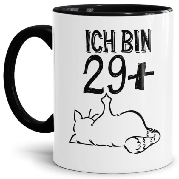 Lustig bedruckter Kaffeebecher mit Spruch zum Geburtstag - ich bin 29 Plus - die originelle Geburtstagstasse mit frechem Katzen-Motiv - witzig als...