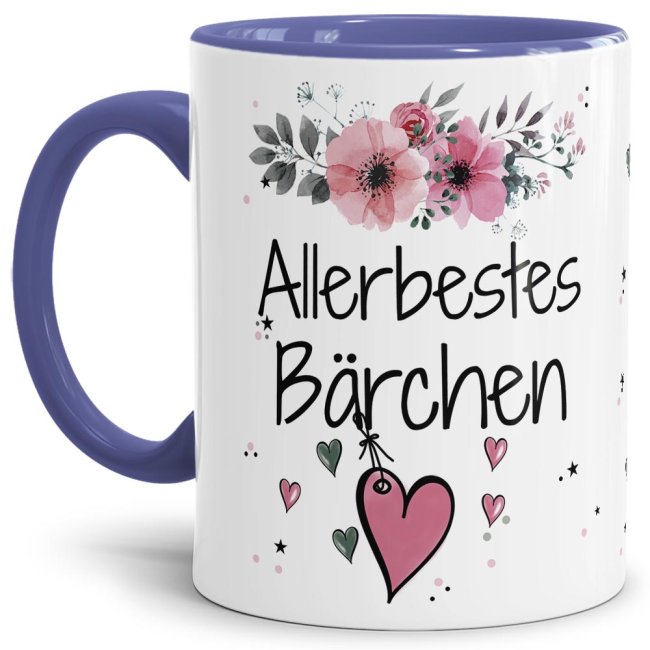 Liebevoll gestaltete Motivtasse - Innen & Henkel Cambridge Blau - mit süßem Spruch - Allerbestes Bärchen weiblich. Ganz persönliches und...