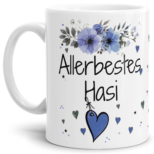 Liebevoll gestaltete Motivtasse - Weiß - mit süßem Spruch - Allerbestes Hasi männlich. Ganz persönliches und originelles Geschenk und süße...