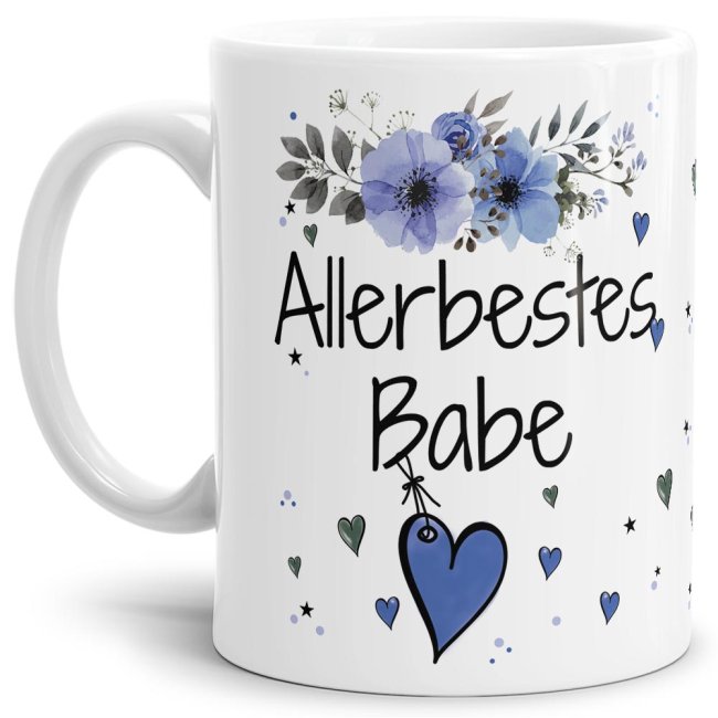 Liebevoll gestaltete Motivtasse - Weiß - mit süßem Spruch - Allerbestes Babe männlich. Ganz persönliches und originelles Geschenk und süße...