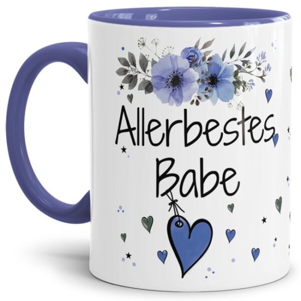 Liebevoll gestaltete Motivtasse - Innen & Henkel Cambridge Blau - mit süßem Spruch - Allerbestes Babe männlich. Ganz persönliches und originelles...