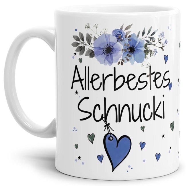 Liebevoll gestaltete Motivtasse - Weiß - mit süßem Spruch - Allerbestes Schnucki männlich. Ganz persönliches und originelles Geschenk und süße...