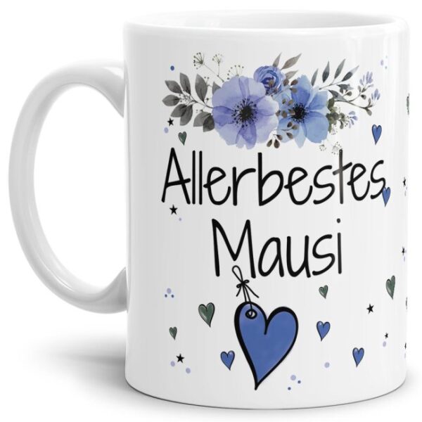 Liebevoll gestaltete Motivtasse - Weiß - mit süßem Spruch - Allerbestes Mausi männlich. Ganz persönliches und originelles Geschenk und süße...