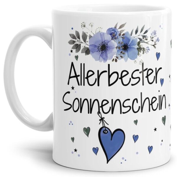 Liebevoll gestaltete Motivtasse - Weiß - mit süßem Spruch - Allerbester Sonnenschein männlich. Ganz persönliches und originelles Geschenk und süße...