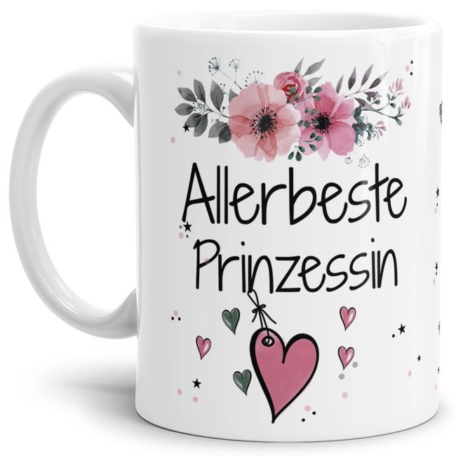 Liebevoll gestaltete Motivtasse - Weiß - mit süßem Spruch - Allerbeste Prinzessin. Ganz persönliches und originelles Geschenk und süße...