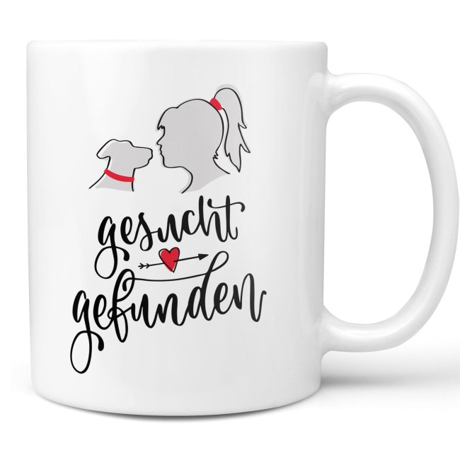 Liebevoll gestaltete Keramik-Tasse mit lustigem Hunde-Spruch - Gesucht und Gefunden - Diese neue Lieblingstasse ist das perfekte Geschenk für...