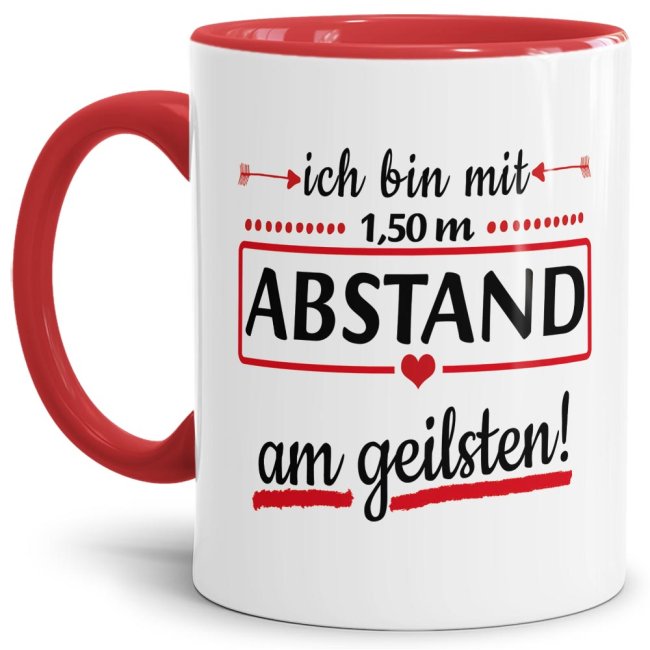 Lustige Keramiktasse mit rotem Akzent zum Thema 1