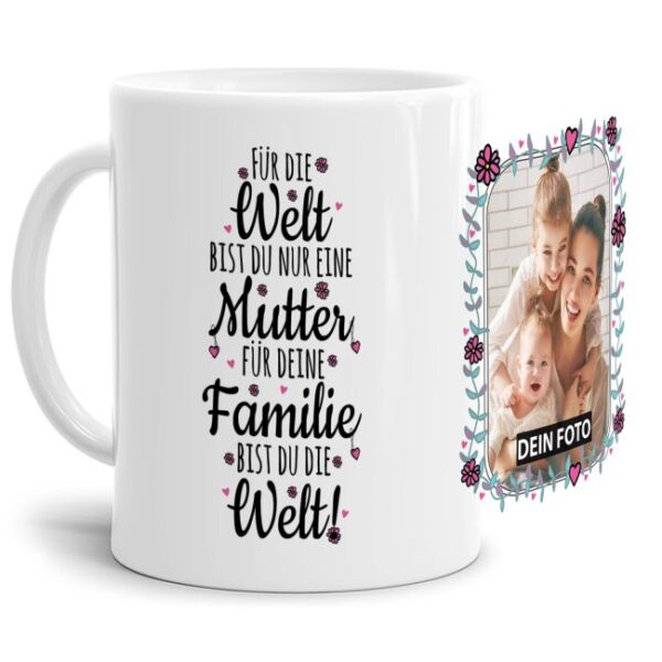 Diese Tasse mit Foto ist ein ganz besonderes Geschenk für Mama. Ein Liebesbeweis an den wichtigsten Menschen der Welt