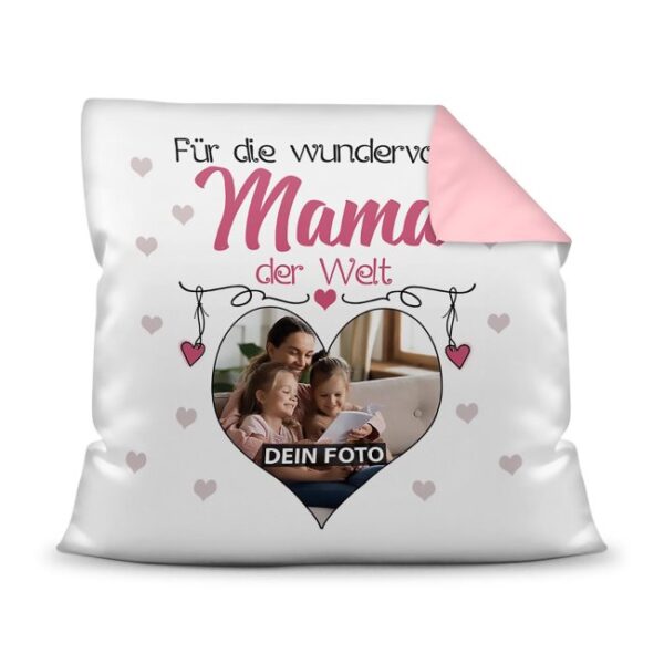 Suchst Du ein besonderes Fotogeschenk für Deine Mama? Hier gestaltest Du ein edles Fotokissen für die beste Mama mit dem schönsten