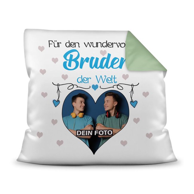 Suchst Du ein besonderes Fotogeschenk für Deinen Bruder? Hier gestaltest Du ein edles Fotokissen für den besten Bruder mit dem schönsten