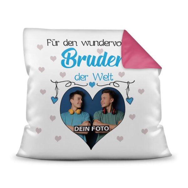 Suchst Du ein besonderes Fotogeschenk für Deinen Bruder? Hier gestaltest Du ein edles Fotokissen für den besten Bruder mit dem schönsten