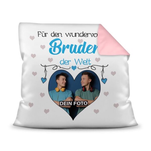 Suchst Du ein besonderes Fotogeschenk für Deinen Bruder? Hier gestaltest Du ein edles Fotokissen für den besten Bruder mit dem schönsten