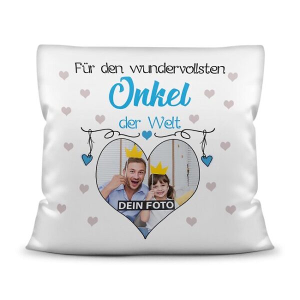 Suchst Du ein besonderes Fotogeschenk für Deinen Onkel? Hier gestaltest Du ein edles Fotokissen für den besten Onkel mit dem schönsten