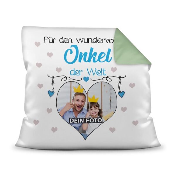 Suchst Du ein besonderes Fotogeschenk für Deinen Onkel? Hier gestaltest Du ein edles Fotokissen für den besten Onkel mit dem schönsten