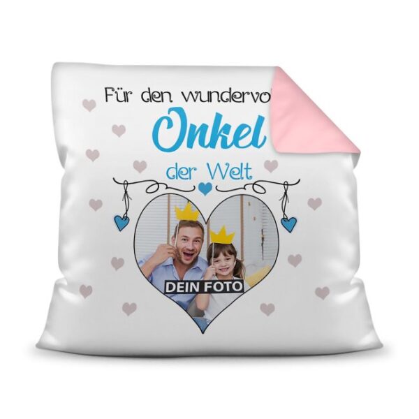 Suchst Du ein besonderes Fotogeschenk für Deinen Onkel? Hier gestaltest Du ein edles Fotokissen für den besten Onkel mit dem schönsten