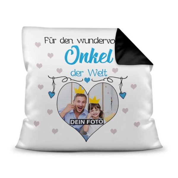 Suchst Du ein besonderes Fotogeschenk für Deinen Onkel? Hier gestaltest Du ein edles Fotokissen für den besten Onkel mit dem schönsten