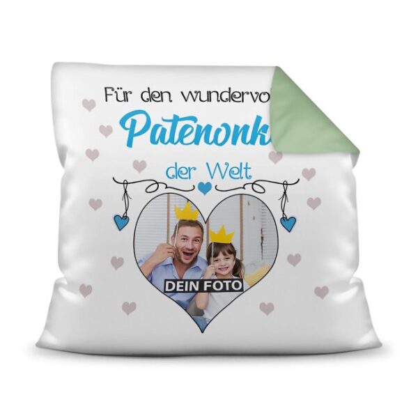 Suchst Du ein besonderes Fotogeschenk für Deinen Patenonkel? Hier gestaltest Du ein edles Fotokissen für den besten Patenonkel mit dem schönsten