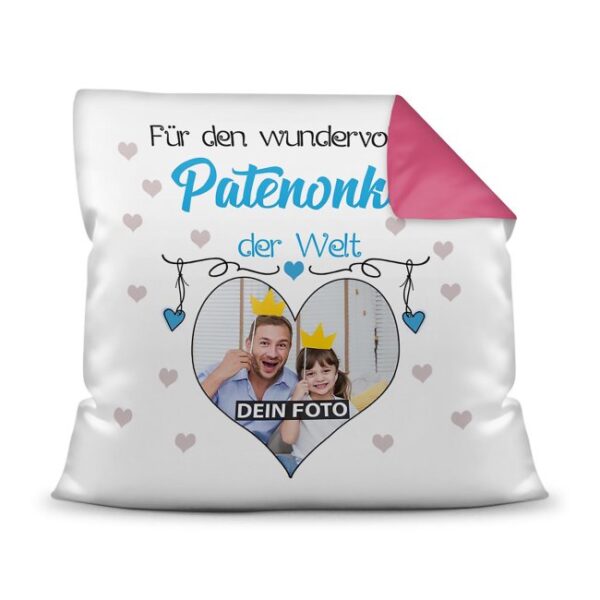 Suchst Du ein besonderes Fotogeschenk für Deinen Patenonkel? Hier gestaltest Du ein edles Fotokissen für den besten Patenonkel mit dem schönsten