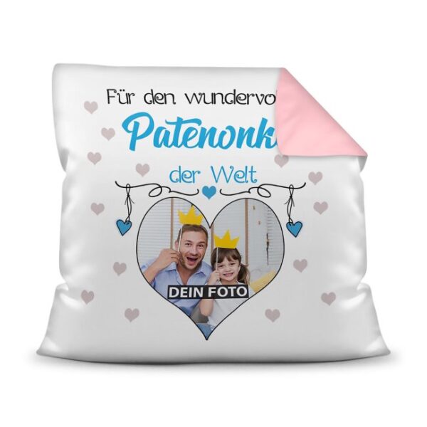 Suchst Du ein besonderes Fotogeschenk für Deinen Patenonkel? Hier gestaltest Du ein edles Fotokissen für den besten Patenonkel mit dem schönsten