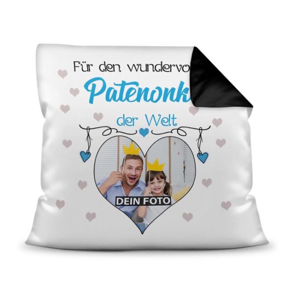 Suchst Du ein besonderes Fotogeschenk für Deinen Patenonkel? Hier gestaltest Du ein edles Fotokissen für den besten Patenonkel mit dem schönsten