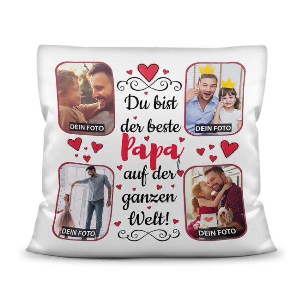 Gestalte hier ein Fotokissen für den besten Papa - ein hochwertiges