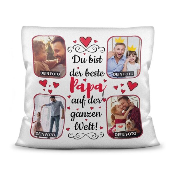 Gestalte hier ein besonderes Fotokissen für den besten Papa - ein hochwertiges Kissen