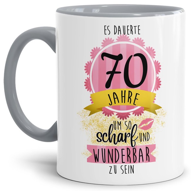 Tasse mit lustigem Spruch als kleines Geschenk zum 70. Geburtstag - es dauerte 70 Jahre