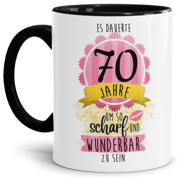 Tasse mit lustigem Spruch als kleines Geschenk zum 70. Geburtstag - es dauerte 70 Jahre