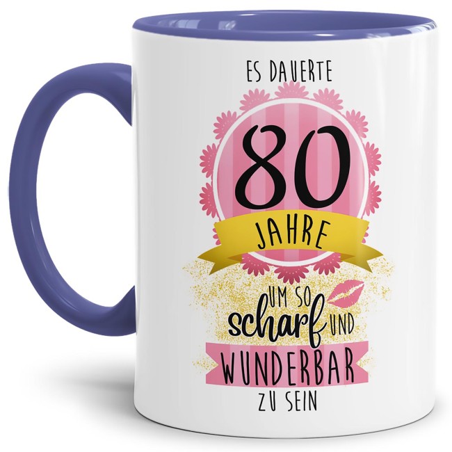 Tasse mit lustigem Spruch als kleines Geschenk zum 80. Geburtstag - es dauerte 80 Jahre