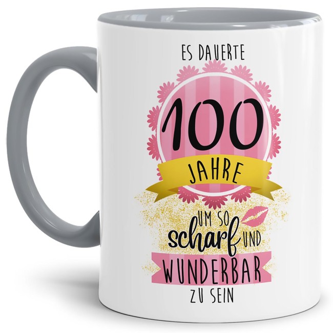 Tasse mit lustigem Spruch als kleines Geschenk zum 100. Geburtstag - es dauerte 100 Jahre