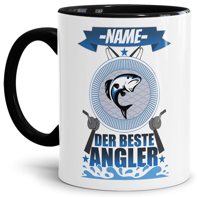 Tasse mit Anglermotiv aus hochwertiger Keramik mit Anglerspruch für den besten Angler - personalisierbar mit Name. Eine tolle