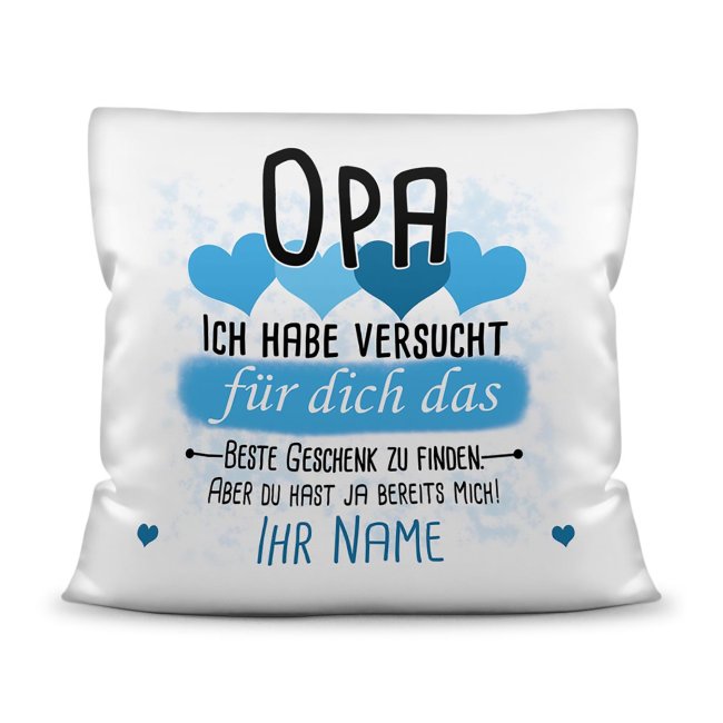 Du suchst das beste Geschenk für Opa? Dann ist dieses personalisierte Namenskissen genau richtig. Ergänze das Kissen mit dem Namen des Enkelkindes...