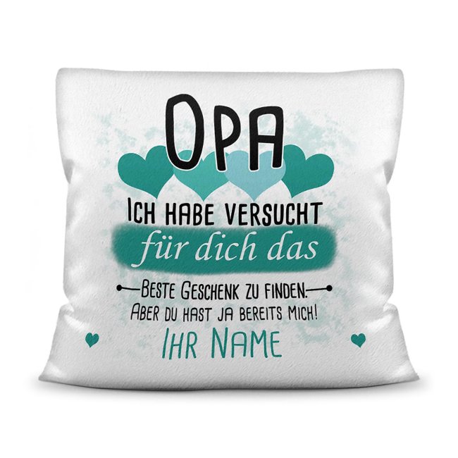 Du suchst das beste Geschenk für Opa? Dann ist dieses personalisierte Namenskissen genau richtig. Ergänze das Kissen mit dem Namen des Enkelkindes...