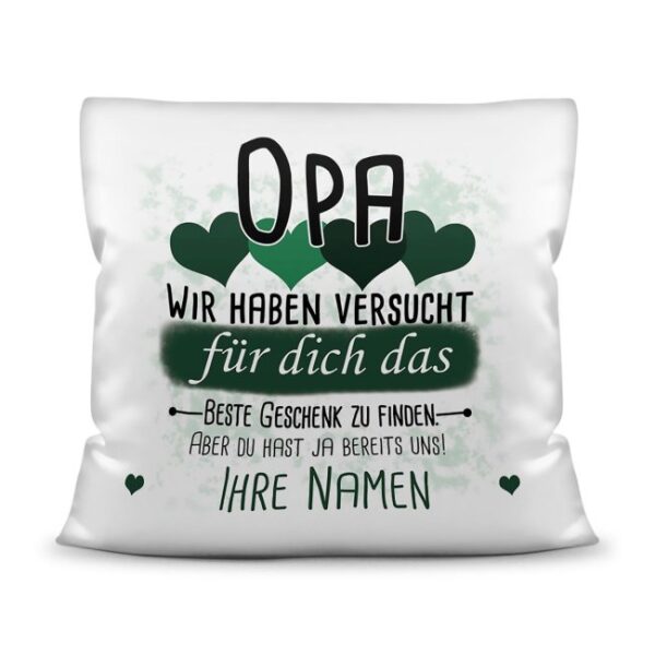 Du suchst das beste Geschenk für Opa? Dann ist dieses personalisierte Namenskissen genau richtig. Ergänze das Kissen mit den Namen der Enkel und Du...