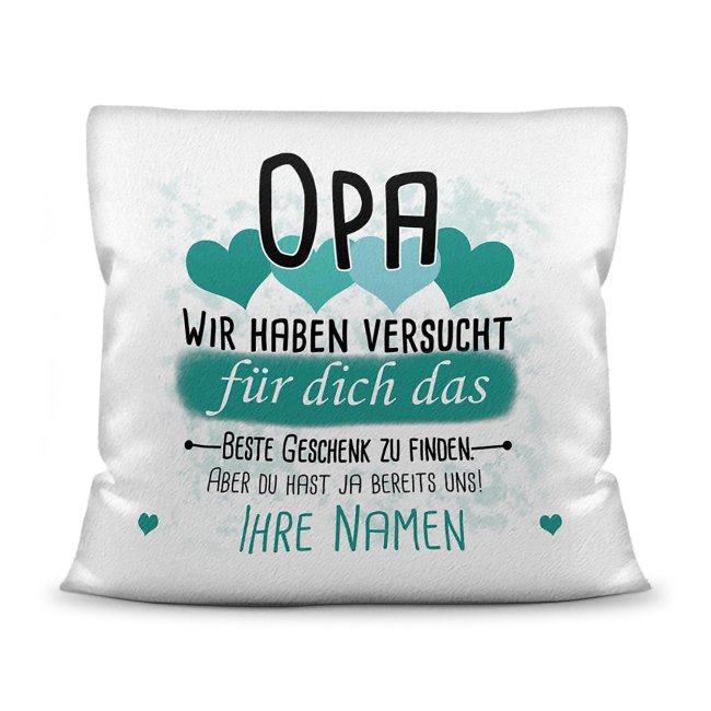 Du suchst das beste Geschenk für Opa? Dann ist dieses personalisierte Namenskissen genau richtig. Ergänze das Kissen mit den Namen der Enkel und Du...