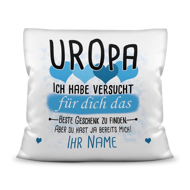 Du suchst das beste Geschenk für Uropa? Dann ist dieses personalisierte Namenskissen genau richtig. Ergänze das Kissen mit dem Namen des Urenkels...