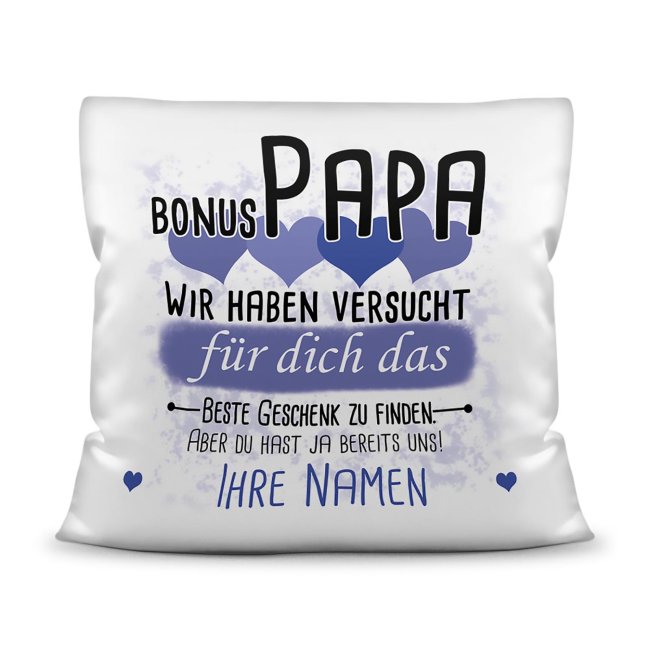 Du suchst das beste Geschenk für den Bonuspapa? Dann ist dieses personalisierte Namenskissen genau richtig. Ergänze das Kissen mit den Namen der...