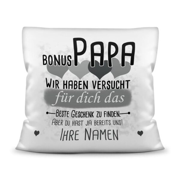 Du suchst das beste Geschenk für den Bonuspapa? Dann ist dieses personalisierte Namenskissen genau richtig. Ergänze das Kissen mit den Namen der...