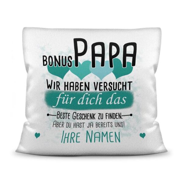 Du suchst das beste Geschenk für den Bonuspapa? Dann ist dieses personalisierte Namenskissen genau richtig. Ergänze das Kissen mit den Namen der...