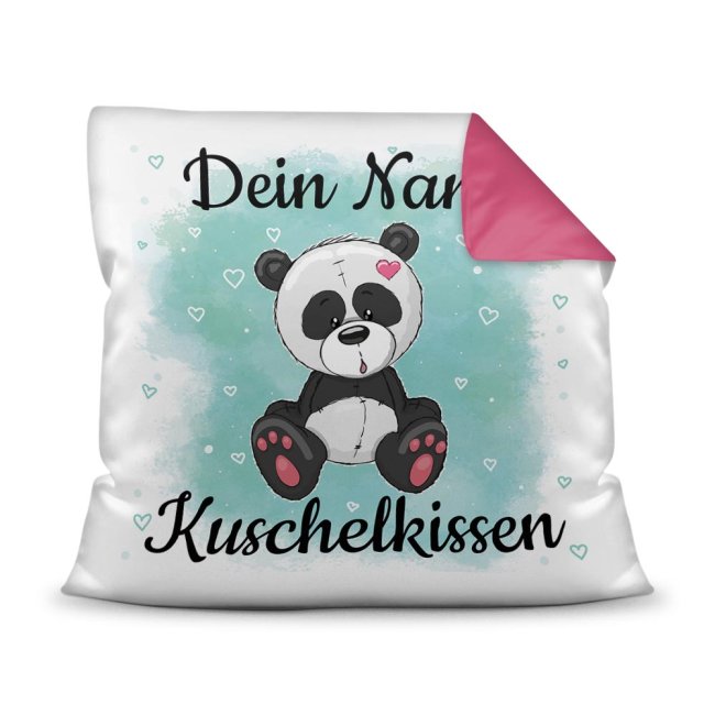 Unser Kissen für Kinder mit Tiermotiv Panda - Rückseite Pink - ist das perfekte Kuschelkissen fürs Kinderzimmer - auch als ganz persönliches...