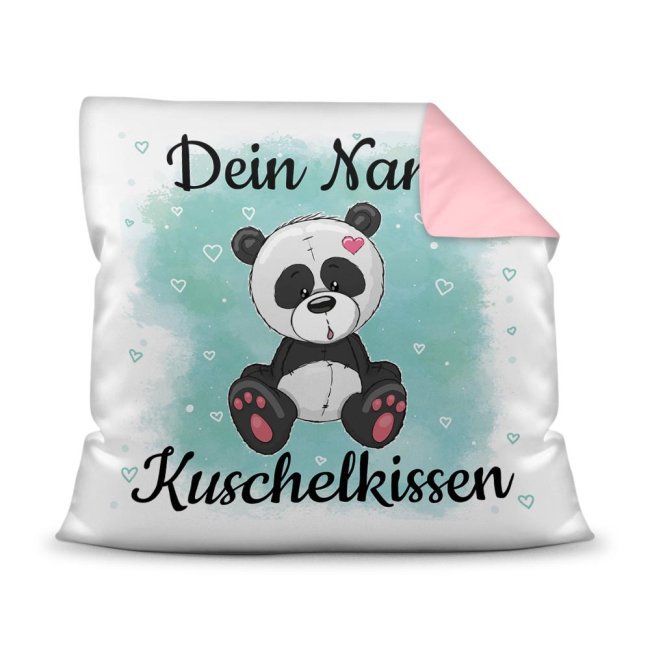 Unser Kissen für Kinder mit Tiermotiv Panda - Rückseite Rosa - ist das perfekte Kuschelkissen fürs Kinderzimmer - auch als ganz persönliches...