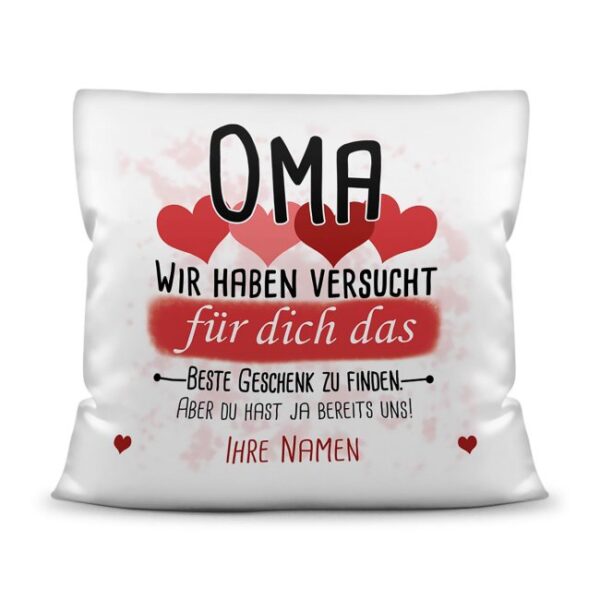 Du suchst das beste Geschenk für Oma? Dann ist dieses personalisierte Namenskissen genau richtig. Ergänze das Kissen mit den Namen der Enkel und Du...