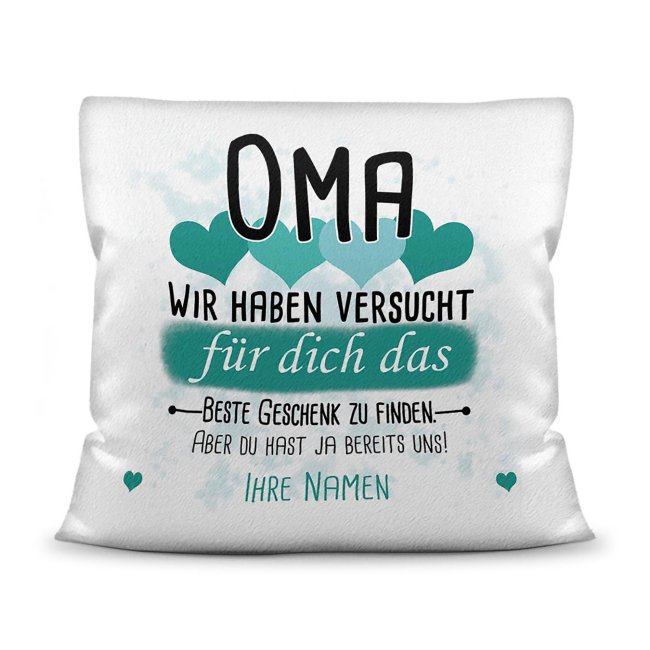 Du suchst das beste Geschenk für Oma? Dann ist dieses personalisierte Namenskissen genau richtig. Ergänze das Kissen mit den Namen der Enkel und Du...