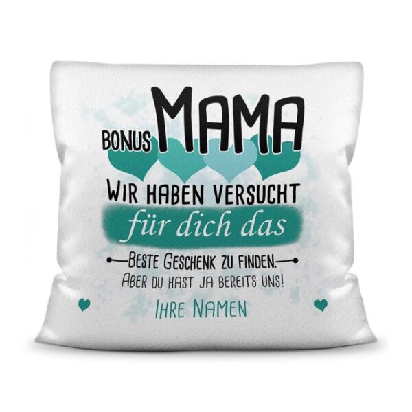 Du suchst das beste Geschenk für die Bonusmama? Dann ist dieses personalisierte Namenskissen genau richtig. Ergänze das Kissen mit den Namen der...