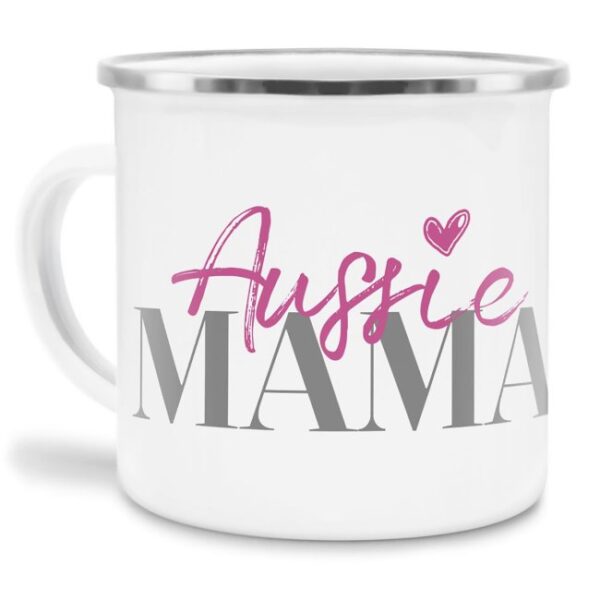 Liebevoll gestaltete Emaille-Tasse mit Hunderassen Mama - Aussie - Diese neue Lieblingstasse ist das perfekte Geschenk für Hundebesitzer und...