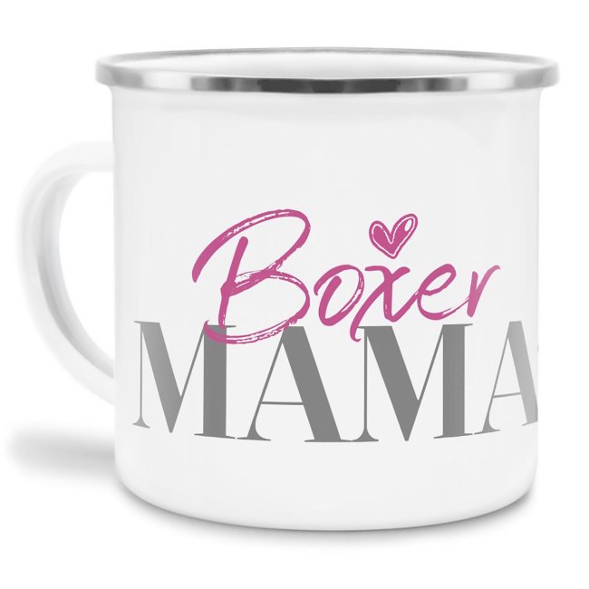 Liebevoll gestaltete Emaille-Tasse mit Hunderassen Mama - Boxer - Diese neue Lieblingstasse ist das perfekte Geschenk für Hundebesitzer und...