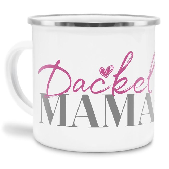 Liebevoll gestaltete Emaille-Tasse mit Hunderassen Mama - Dackel - Diese neue Lieblingstasse ist das perfekte Geschenk für Hundebesitzer und...